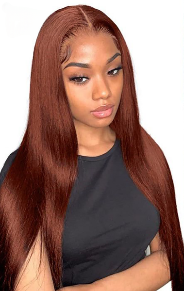 

straight lace front wig reddish brown lace front human hair wig 5x5 closure wig colored wigs for black women, Black;brown