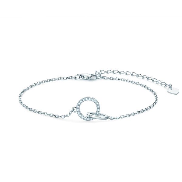 

new niche senior sense cool mobius ring bracelet female double ring sterling silver mosan diamond bracelet cross-border wholesale, Black