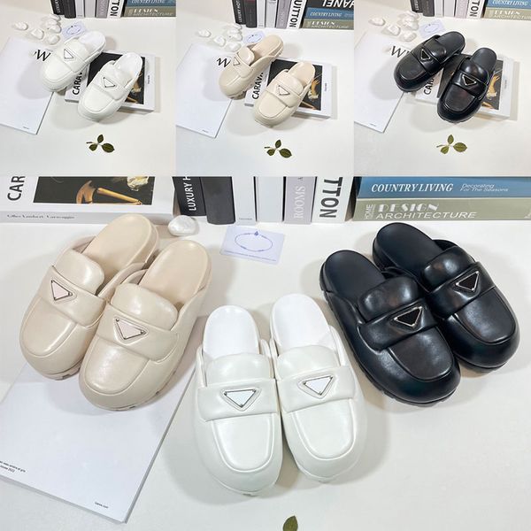 

2023 womens mule shoes soft lining leather sandals slippers mules slides desert yellow women lady scuffs indoors outdoor fashions casual san, Black