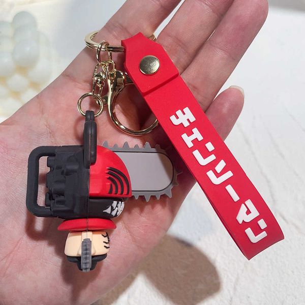 

keychains anime chainsaw man keychains women cute cartoon sile keyrings denji pochita doll pendant key holder for bag backpack jewelry j2304, Silver