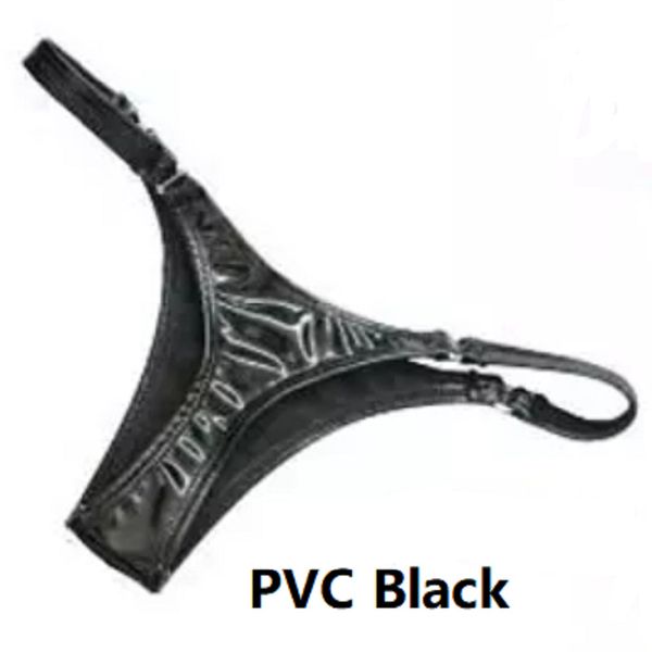 

women's pvc faux leather briefs low waist panties, Black;white