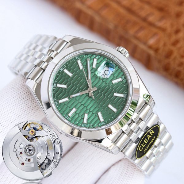 

men watches for man watch 41mm datejust 3235 ovement two tone jubilee bracelet oyster band green fluted motif index dial oystersteel waterpr, Slivery;brown