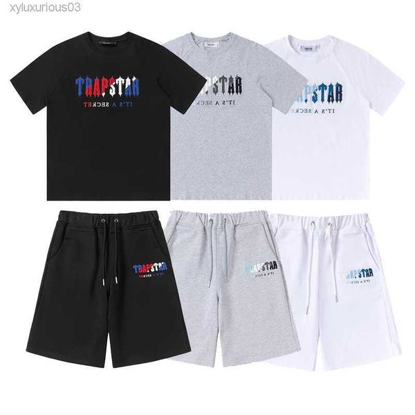

men's t-shirts trapstar t shirt designer shirts print letter luxury black and white grey rainbow color summer sports fashion cotton cor, White;black