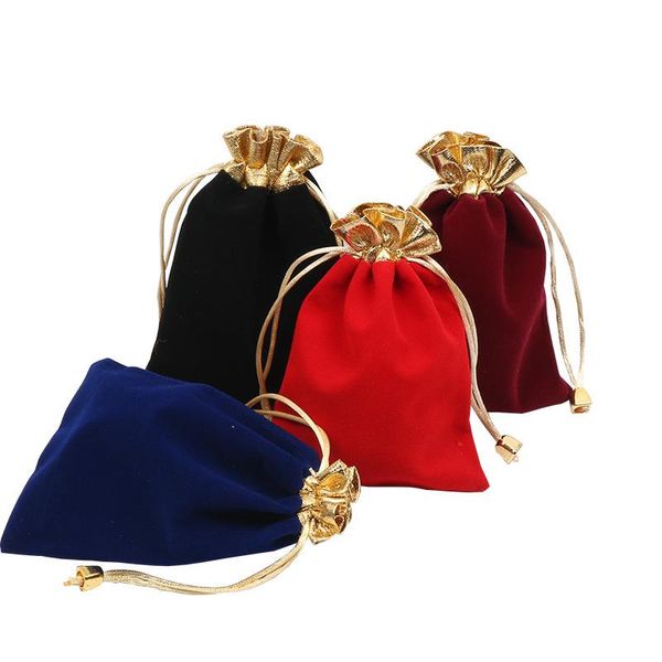 

velvet drawstring pouches bags gold side flannel bags gift bag flocked jewelry pouch favor holders velvet drawstring bag, Blue;pink