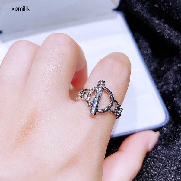 

hermm designer necklace band rings advanced geometric women s fashion ins style metal zircon micro inlaid open jewelry xofc, Silver