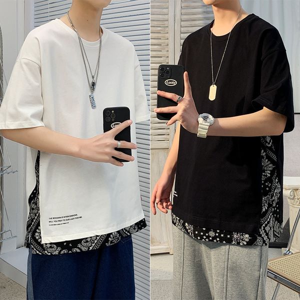 

men's t-shirts men's t shirt punk clothes stripe print on side bottom summer loose casual streetwear vacation clothing 230426, White;black