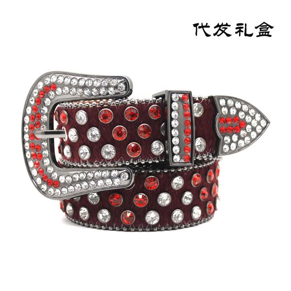 

suspenders guangzhou water belt men's and women's sparkling diamond shining alloy needle buckle hip hop punk style versatile pants, Black;brown