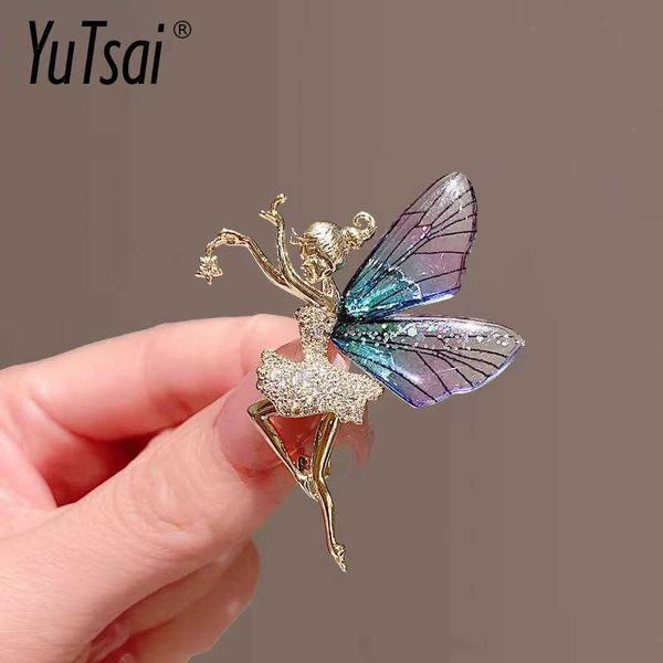 

pins brooches yutsai fashion angel inlaid zircon brooch alloy rhinestone sequin corsage for women jewelry gifts yt833 w0426, Gray