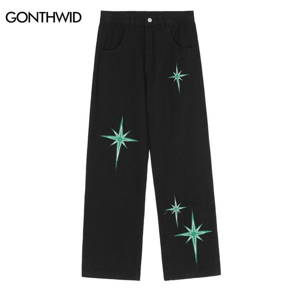 

pants mens jeans pants streetwear hip hop vintage embroidered star baggy denim pants 2022 harajuku causal high waist trousers black