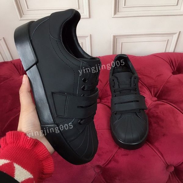 

women casual shoes fashion genuine leather trainers sneakers runway platform wedges round lace up mens loafers, Black