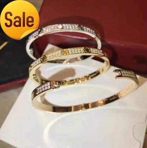 

luxury fine brand pure 925 sterling silver jewelry for women screw driver bangle thin design rose gold diamond love bangle wedding engagemen, Black