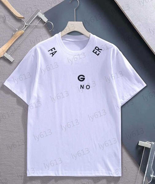 

white designer mens summer classic brand letter logo print design drop shoulder round neck cotton short sleeve t-shirt male clothes 2 color, White;black