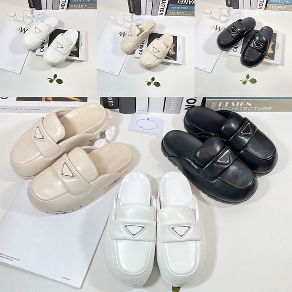 

2023 womens mule shoes soft lining leather sandals slippers mules slides white women lady scuffs indoors outdoor fashions casual sandal, Black