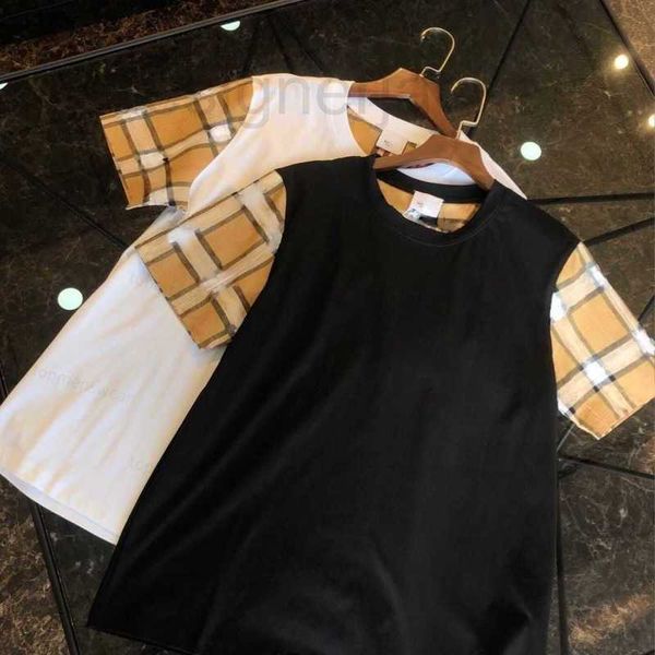 

men's t-shirts designer tees luxury shirts plaid print t-shirt round neck short-sleeved tshirt pullover men women pure cotton t-shirts, White;black