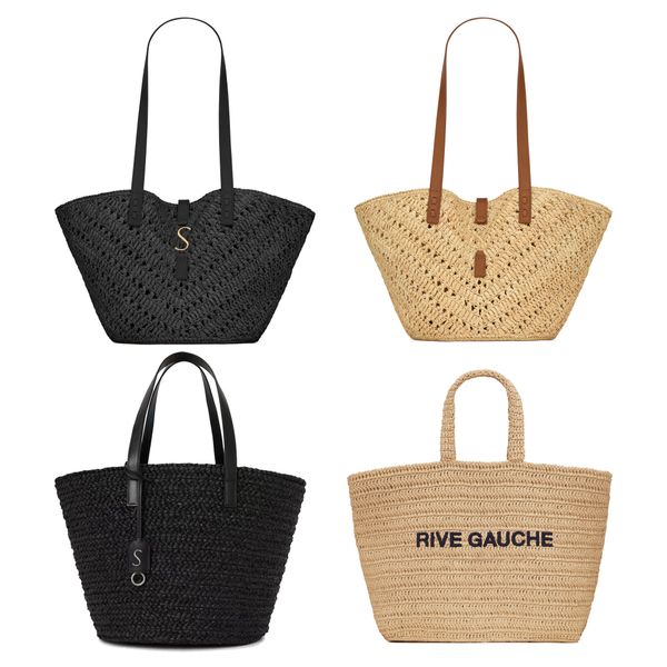 

luxury rive gauche straw weave tote basket bags handle handbag beach bag womens mens large shopping designer weekend crossbody clutch should