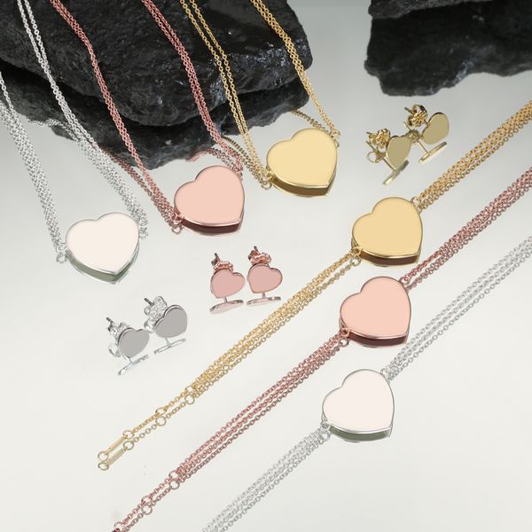 

925 silver return to love necklace designer jewelry t set pendant necklaces bracelet stud earrings gold simple classic heart necklace link c
