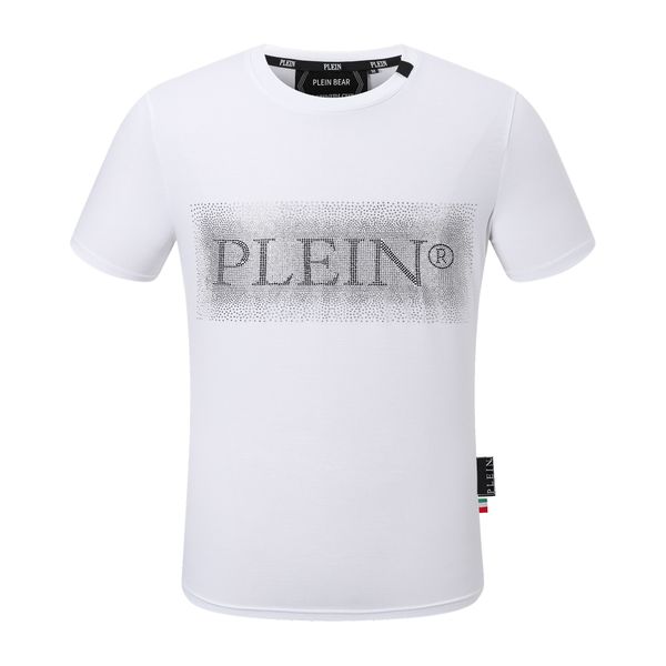 

plein bear t shirt mens designer tshirts brand clothing rhinestone pp skulls men t-shirt round neck ss skull and plein with crystals hip hop, White;black