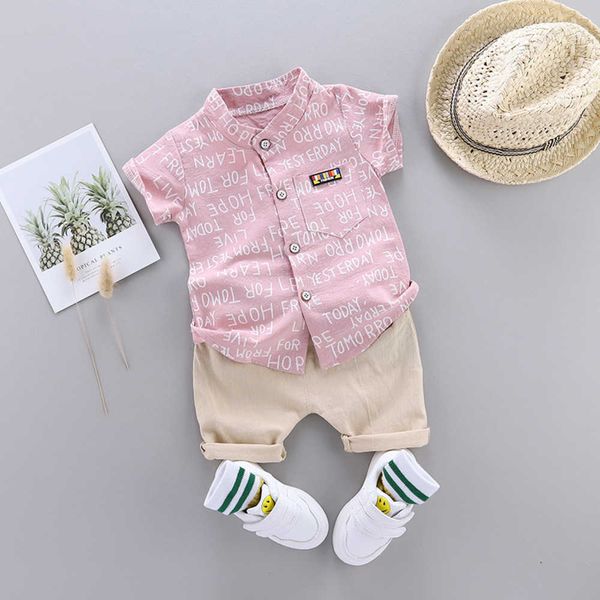 

children's summer new boy baby children short sleeved two piece trend, White