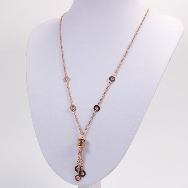 

3 colors stainless steel spring pendant women designer necklaces b letter black and white threaded ceramics necklace fashion couple jewelry, Silver