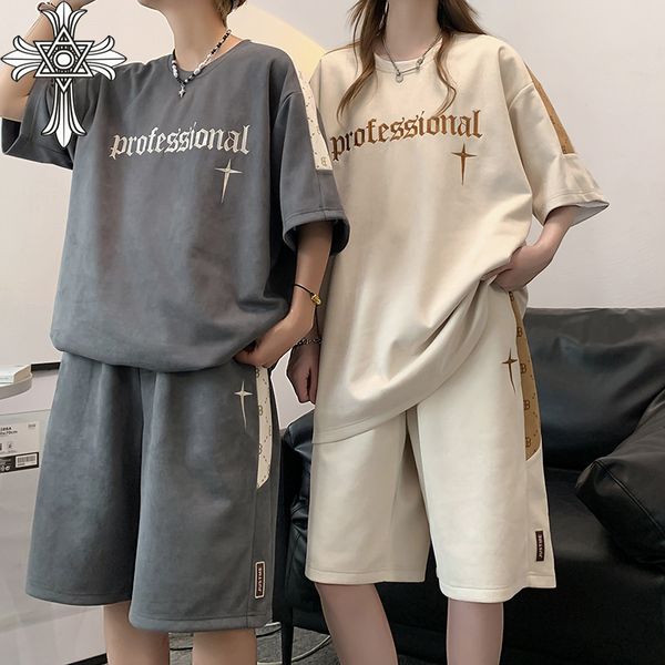 

designer men's tracksuits 2023 summer baggy short-sleeved shorts high-end embroidered jogger pants for men and women, Gray