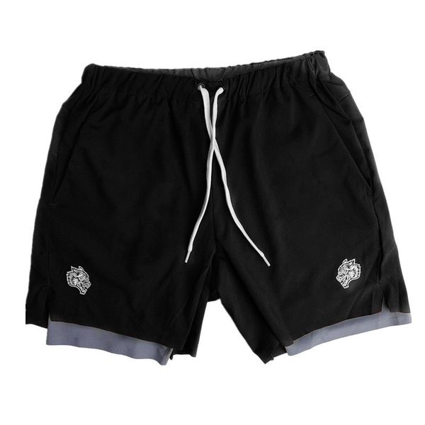 

men's shorts 2 in 1 summer brand men's fitness training shorts running sports outdoor shorts gym embroidery stretch men's jog, White;black