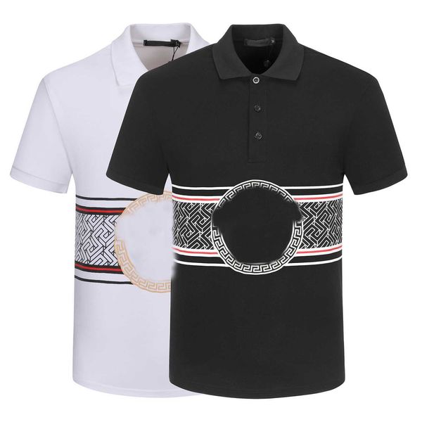 

2023aaahigh-end brand short-sleeved t-shirt men polo shirt 100% cotton lapel business korean summer embroidery men's clothing, White;black