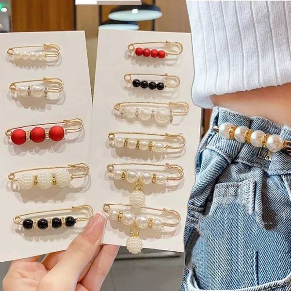 

pins brooches women's brooch set tighten waist brooches for women skirt pants jeans adjustable waist clip metal pins clothing accessori, Gray