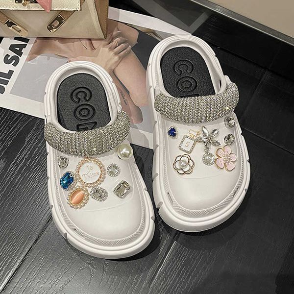 

sandals mo dou fashion charms clog shoes outdoor women slippers thick sole summer for girls 230423, Black