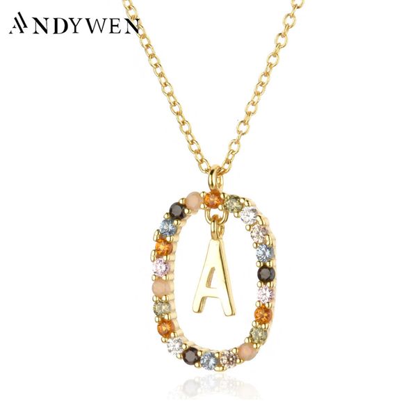 

pendant necklaces andywen 925 sterling silver gold letters a z initial m s c k alphabet pendente long chain necklace say my name fine jewelr