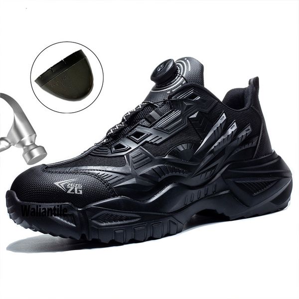 

safety shoes waliantile est safety shoes for men work sneakers lace puncture proof industrial boots indestructible steel toe footwear 230426, Black;brown
