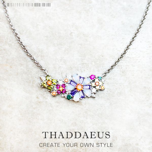

pendant necklaces necklace flowers colourful stones brand link chain fine jewelry europe 925 stering silver romantic gift for women 230425