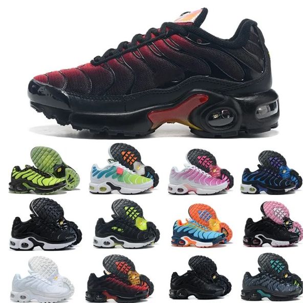 

kids shoes plus tn boys girls basketball trainers children toddlers running sneakers youth sports athletic outdoor shoe size 26-35, Black