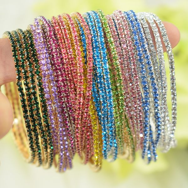 

charm bracelets 50pcsset fashion gold multiple colour crystal elastic bracelet bangle bling wristband women wedding bridal jewelry 230425, Golden;silver
