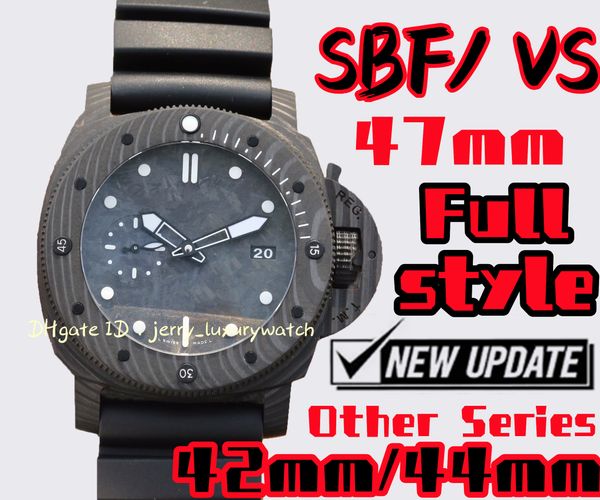 

sbf / vs luxury men's watch pam979 carbon fiber , 47mm all series all styles, exclusive p90 movement, there are 42, 44mm other models,, Slivery;brown