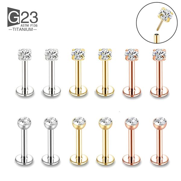 

nose rings studs 10pcs 201816g g23 piercing cz lip labre earrings set lip stud ring tragus spiral cartilage jewelry for women 230425, Silver