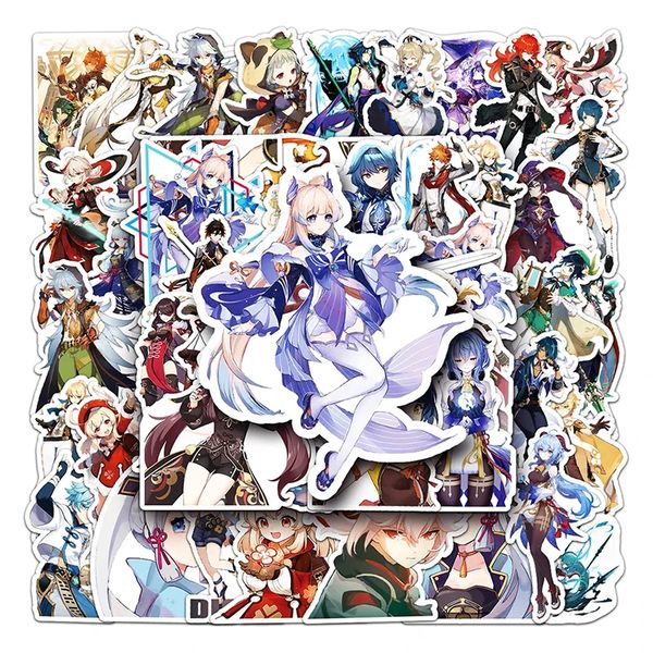 

pack of 50pcs game genshin impac stickers waterproof no-duplicate water bottle notebook skateboard luggage phone case car decals kids toys d