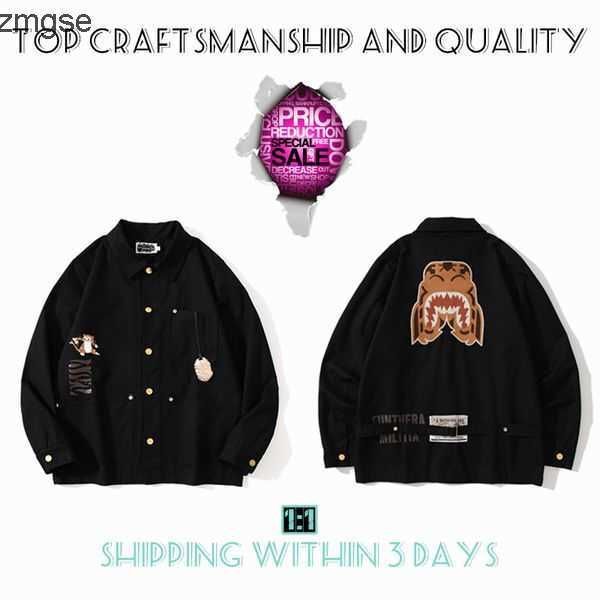 

mens craftsmanship mens jackets shark star spots designers coat varsity co-branding stylist storm ghosts military style camouflage jacket ba, Black;brown