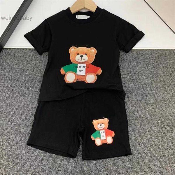 

fashion baby clothing sets bear pattern boys girls tracksuit pullover summer piece casual short sleeve and shorts sets designer t shirts kid, White