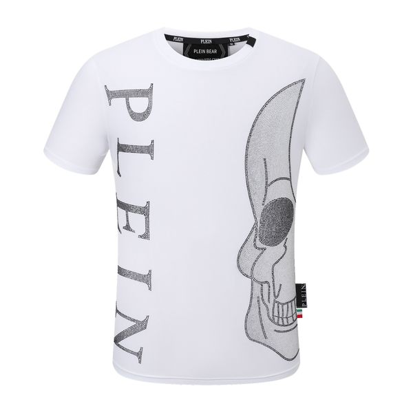 

plein bear t shirt mens designer tshirts brand clothing rhinestone pp skulls men t-shirt round neck ss skull and plein with crystals hip hop, White;black