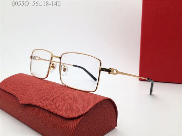 

new selling clear small lens 18k square frames gold-plated ultra-light metal frame optical glasses men business style eyewear model 0055o, Black