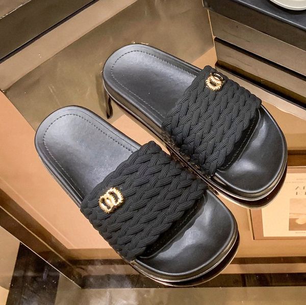 

designer slipper luxury slides brand sandals woman slide men slippers flat bottom flip flop design sneakers leather sandal by 1978 s312 05, Black