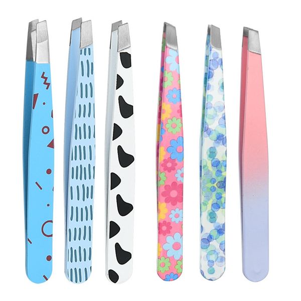 

cartoon eyebrow tweezers high precision fine hairs puller beard hair removal plucker stainless steel eye brow clips makeup tool s484