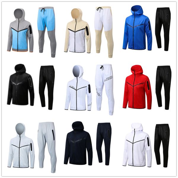 

thin tech fleece men tracksuit designer sweat suit two piece set sports sweatpants with long sleeve hoodie for spring autumn 2xl mens clothi, Black
