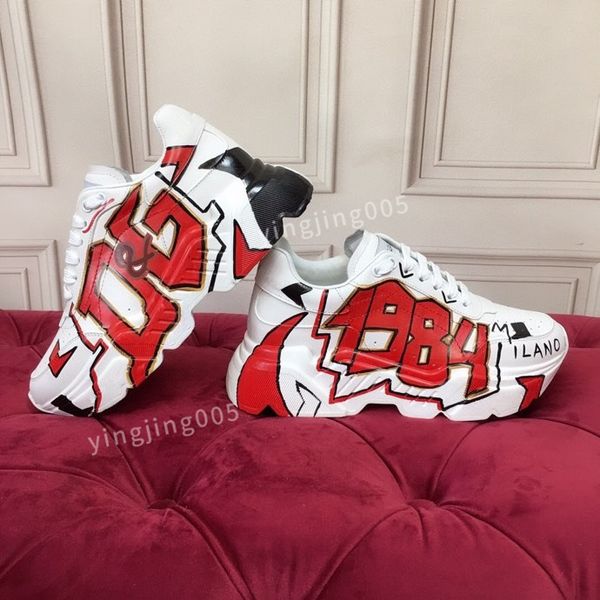 

brand designer men casual shoes triple black sneakers leather trainer printed platform trainers shoes