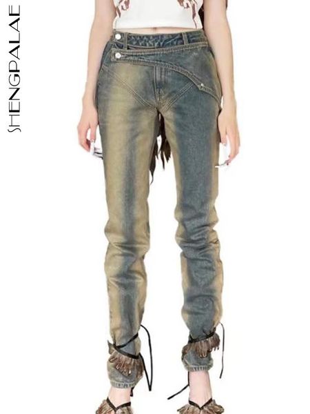 

dresses shengpalae fashion gradient color jeans women's autumn 2023 new high waist crop overlay fade slim fit straight denim pants tide, White;black