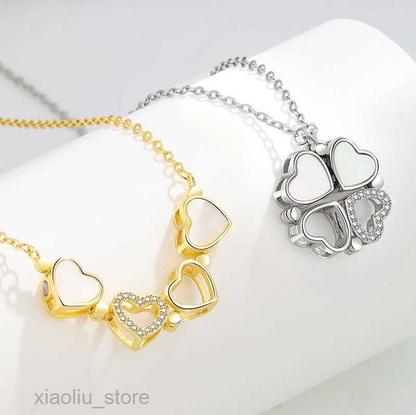 

pendant necklaces kofsac new zircon shell love heart pendant necklace female fashion lucky four leaves clover necklaces 925 sterling silver