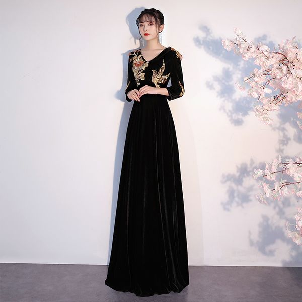 

2023 new noble and elegant black evening dress purchase contact us, Black;red