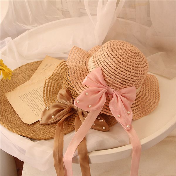 

caps hats fashion baby petal brim straw woven hat sun protection cap kids girls princess adjustable beach cute infant bucket 230426, Yellow