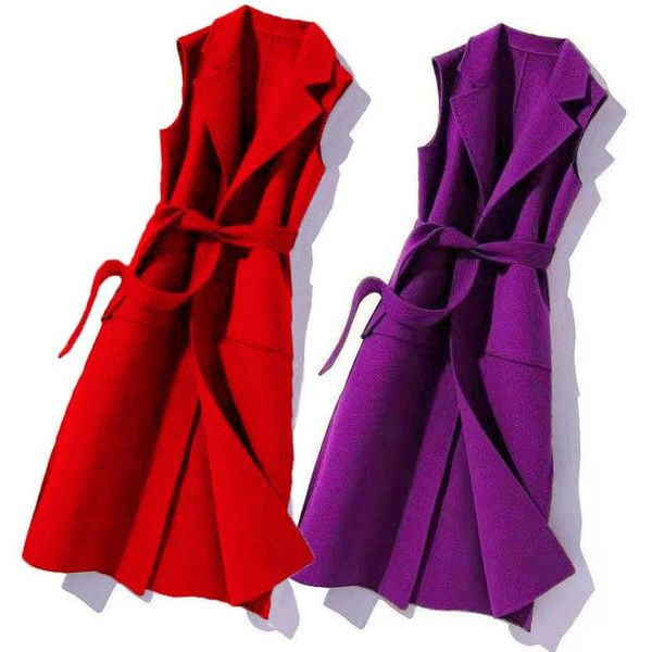 

vests 2022 new women autumn spring woolen vest coat lady long female coat casual sleeveless solid color vest jacket 4xl a210, Black;white