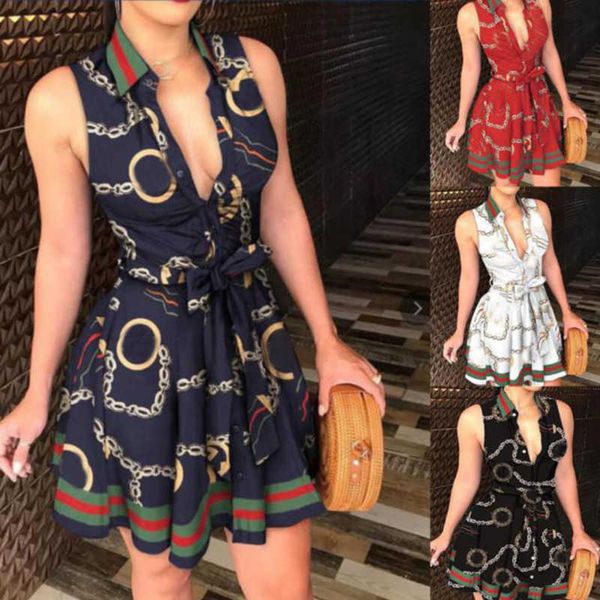 

luxury fashion designer dress womens mini skirt brand printed sleeveless dress v-neck cardigan american women dresses, Black;gray